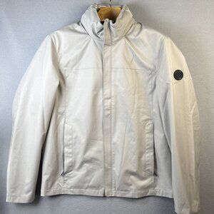 Nautica Hooded Lightweight Jacket Mens Size M Waterproof Coat Beige Breathable‎